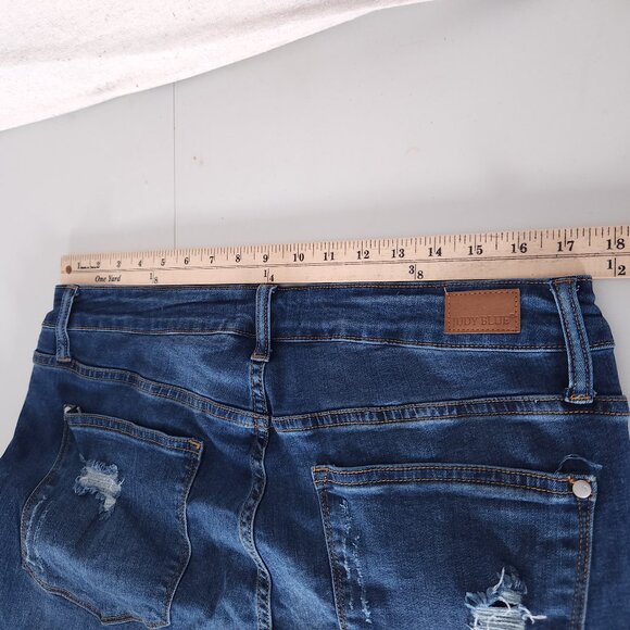 Judy Blue Skinny Jeans 16W Distressed Ripped Lace Patch Stretch Grunge Boho Y2K - Picture 6 of 14